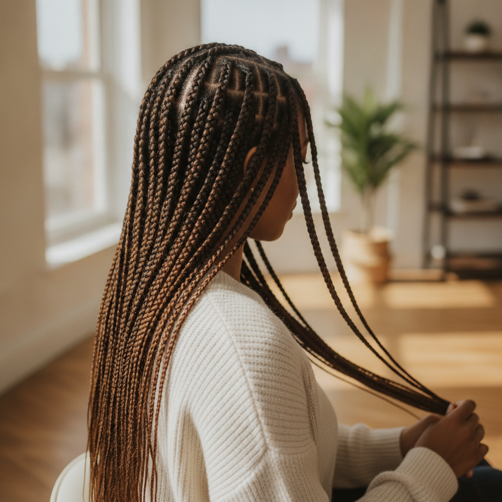African Hair Braiding shows only the back of the head