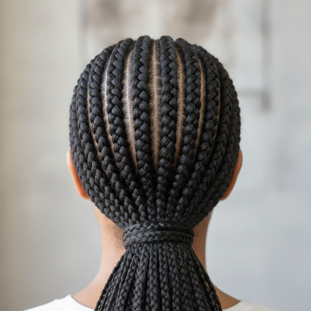 Cornrow Braids shows only the back of the head