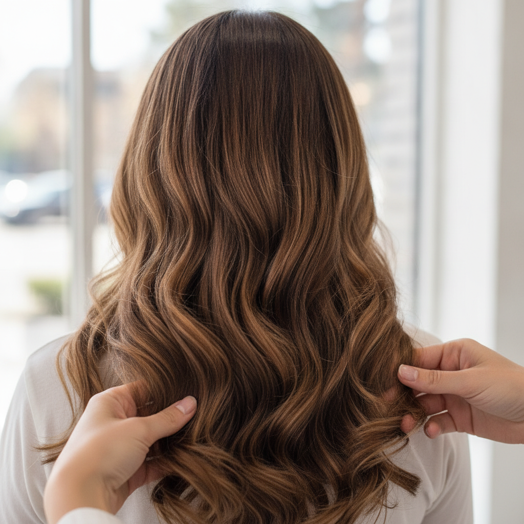 Hair Extensions shows only the back of the head and just hands