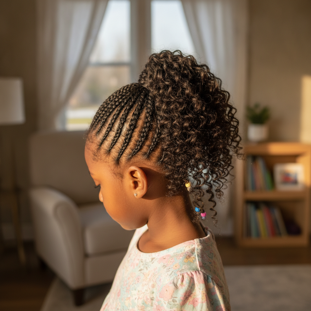Kids Hair Braiding shows only the back of the head